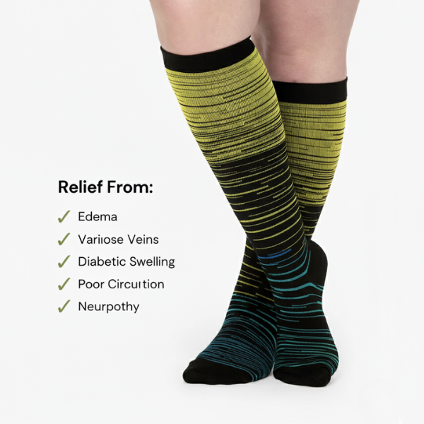 Mary's Comfort Wide Striped Compression Socks