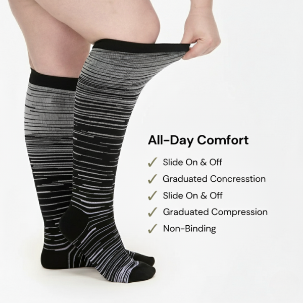 Mary's Comfort Wide Striped Compression Socks